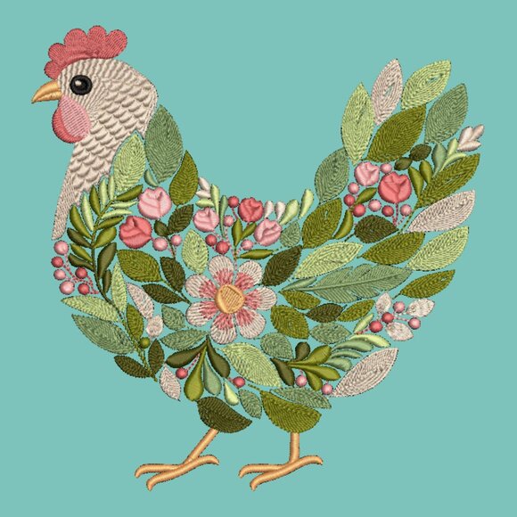 Chicken Sweatshirt TODDLER Embroidered Floral Hen Crewneck Sweatshirt Farm - Picture 4 of 14